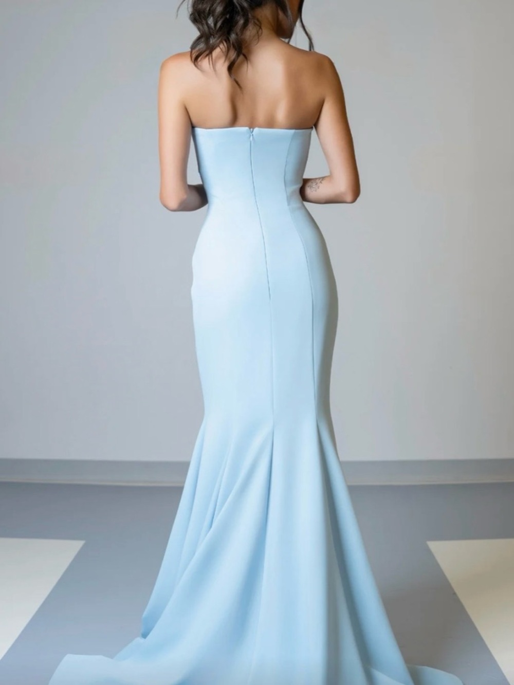 Mia Bella Couture Light Blue fitted dress with floral design
